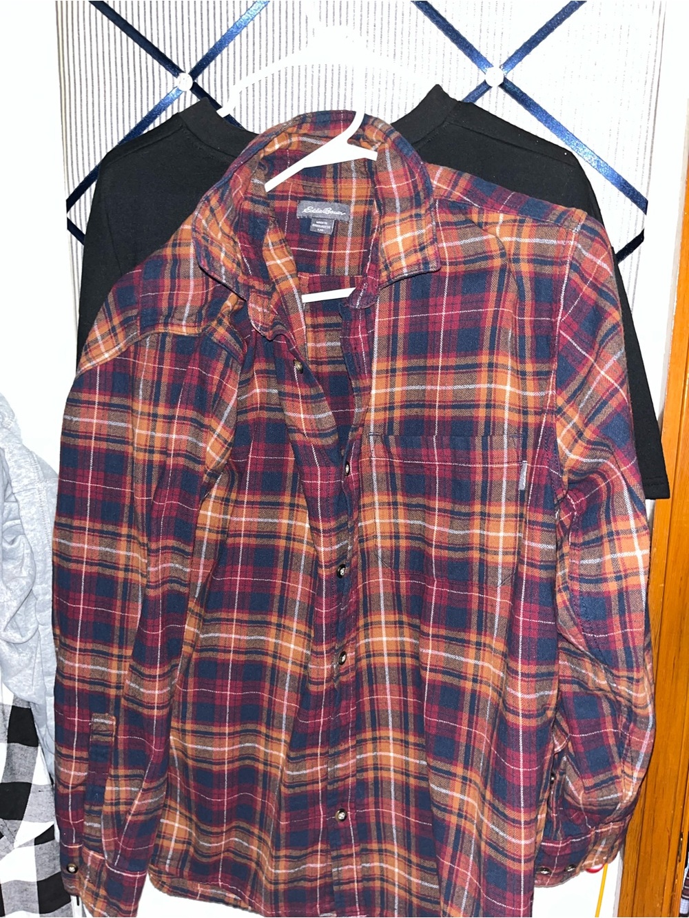 Eddie Bauer Kids Plaid Button-Down Shirt - Red, Orange & Navy